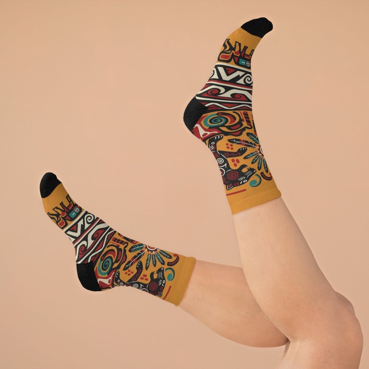 Crew Socks Eco - Friendly Tribal Design 23444537813751912896 Earthbound Pacific