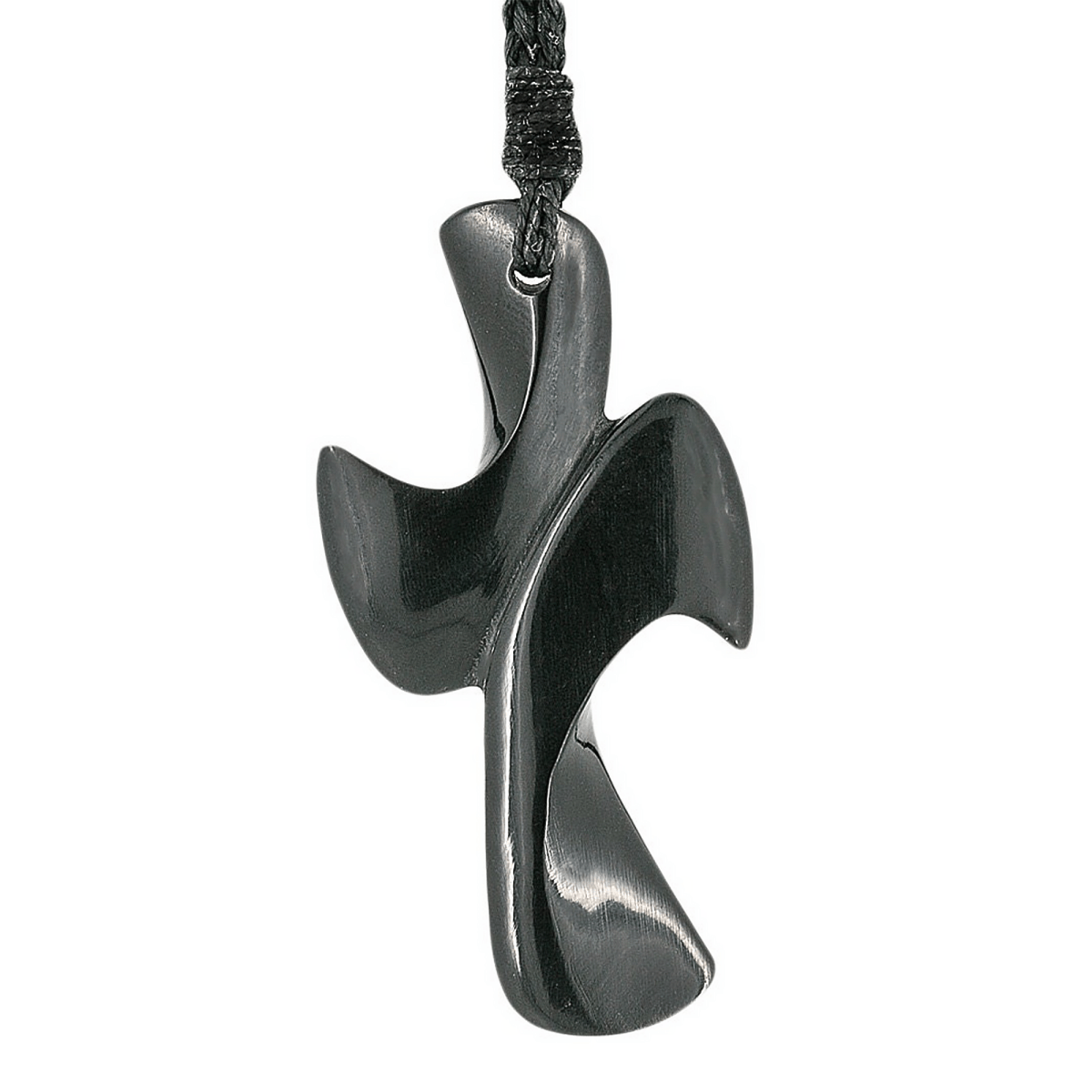 Hand Carved Black Horn Cross Necklace BHC5025m Earthbound Pacific