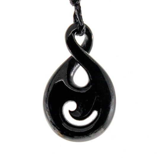 Australian Black Nephrite Jade Maori Inspired Infinity Loop with Spiral Necklace NZJAB3421b Earthbound Pacific