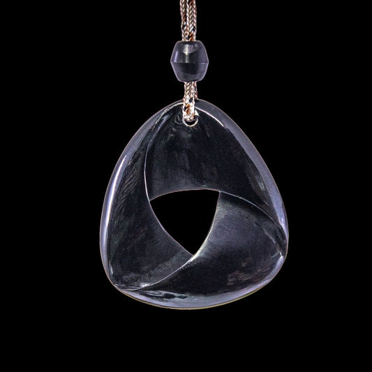 Hand Carved Black Horn Maori Inspired Mobius Strip Necklace MOB45BHE Earthbound Pacific