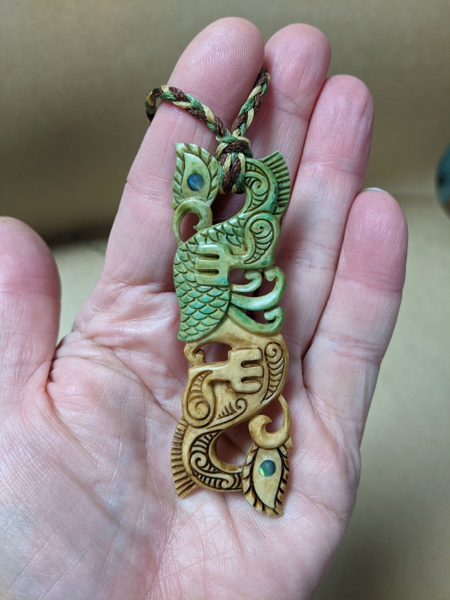 Hand Carved Maori Inspired Manaia Protection Necklace BMY80X4MAT Earthbound Pacific