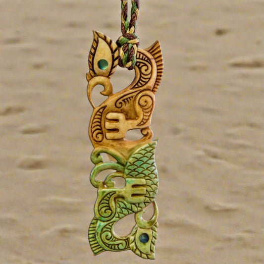 Hand Carved Maori Inspired Manaia Protection Necklace BMY80X4MAT Earthbound Pacific