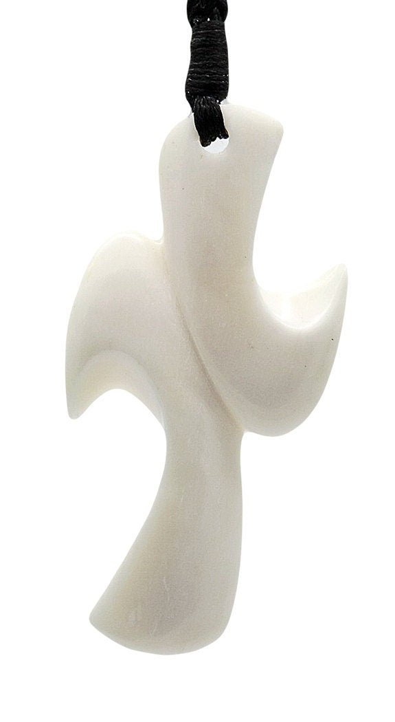 Hand Carved Solid Bone Cross Necklace BCN50NT Earthbound Pacific