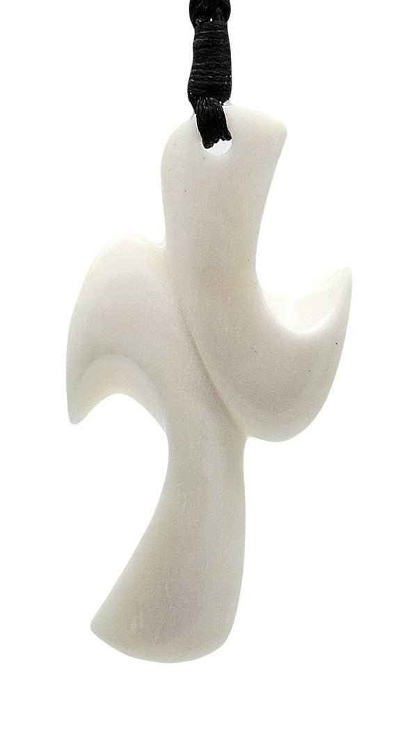 Hand Carved Solid Bone Cross Necklace
