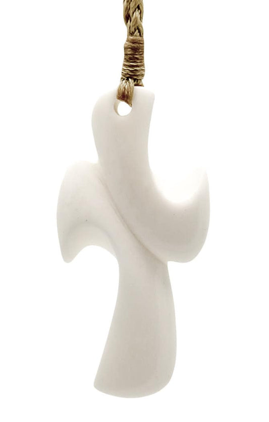 Hand Carved Solid Bone Cross Necklace BCN50NT Earthbound Pacific