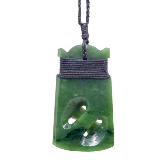 Jade Greenstone New Zealand Maori Infinity Adze Toki Necklace EQJTC53 Earthbound Pacific