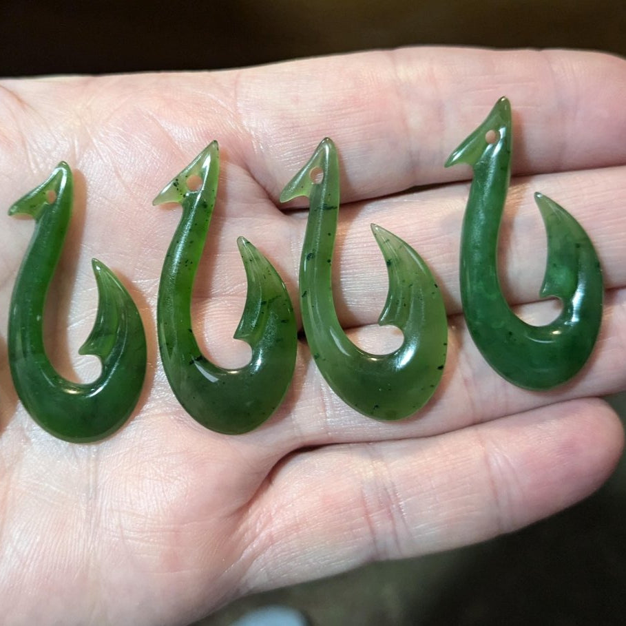 Jade Maori Fish Hook Necklace JFH3840b Earthbound Pacific