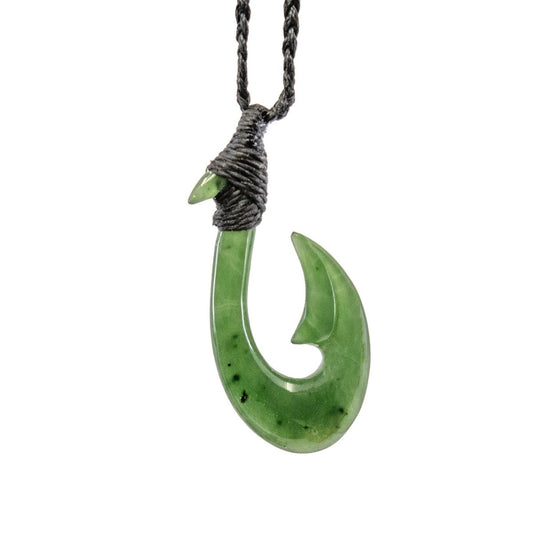 Jade Maori Fish Hook Necklace JFH3840b Earthbound Pacific