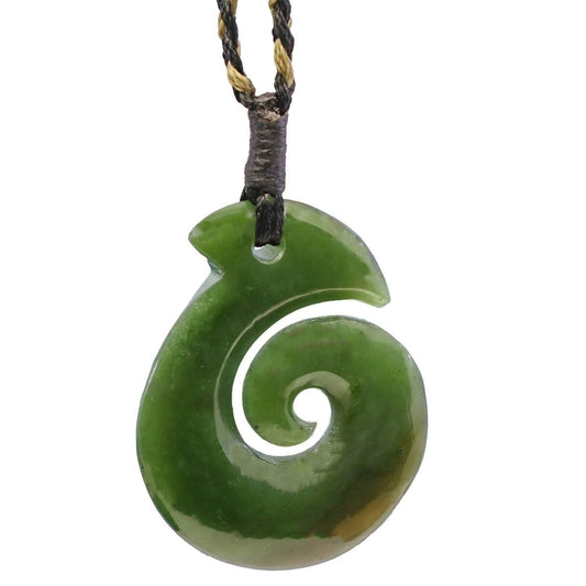 Maori Jade Fish Hook Spiral Necklace JFH062440 Earthbound Pacific