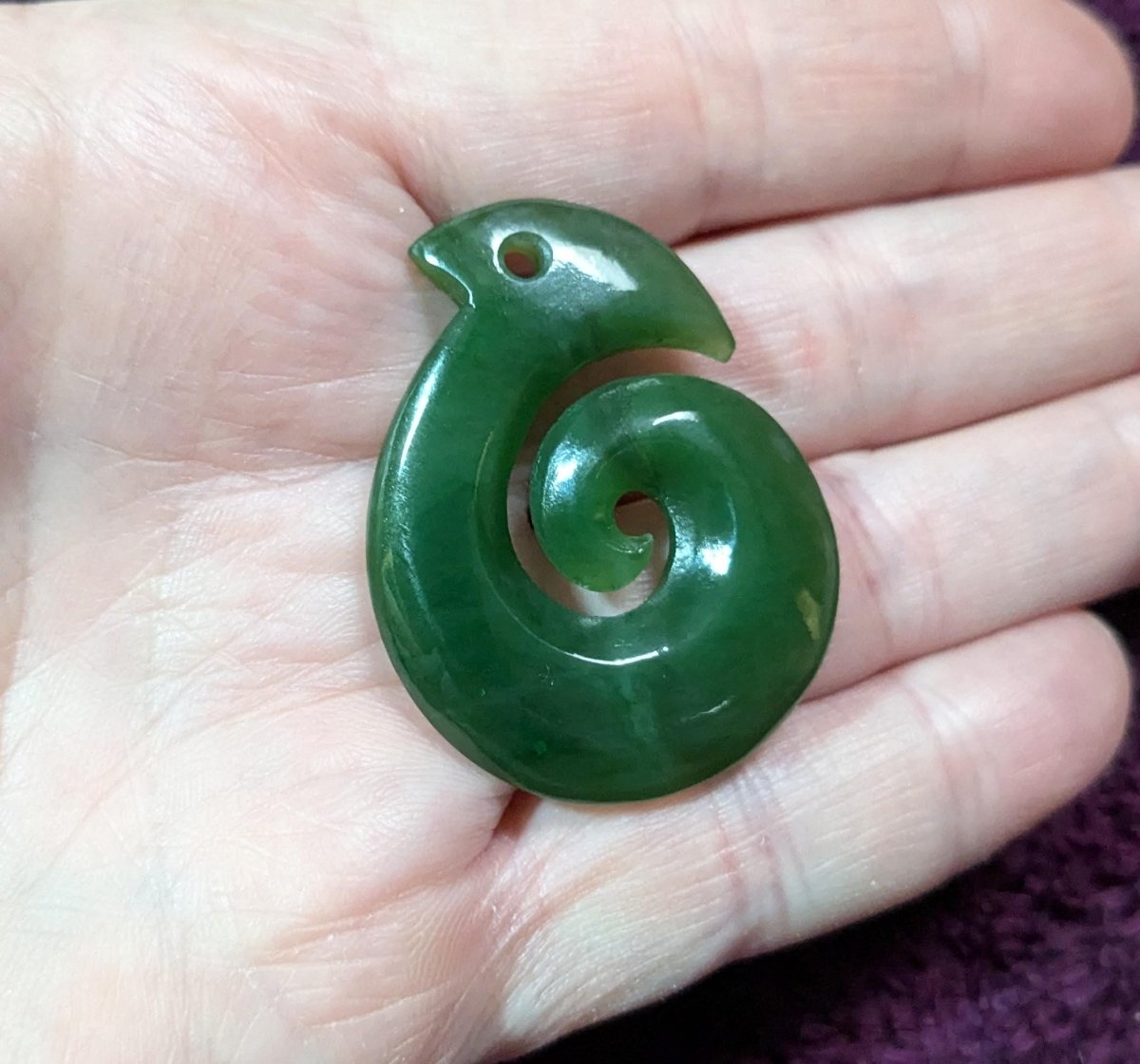 Maori Jade Fish Hook Spiral Necklace JFH062440 Earthbound Pacific