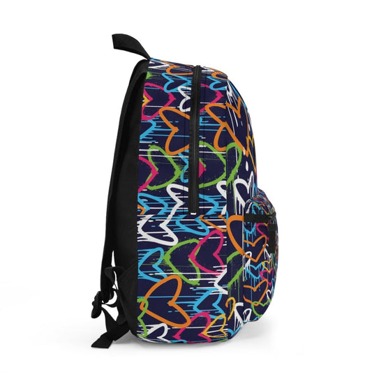 Neon Hearts Backpack — Colorful Graffiti Love Print Backpack 61569968931020348791 Earthbound Pacific