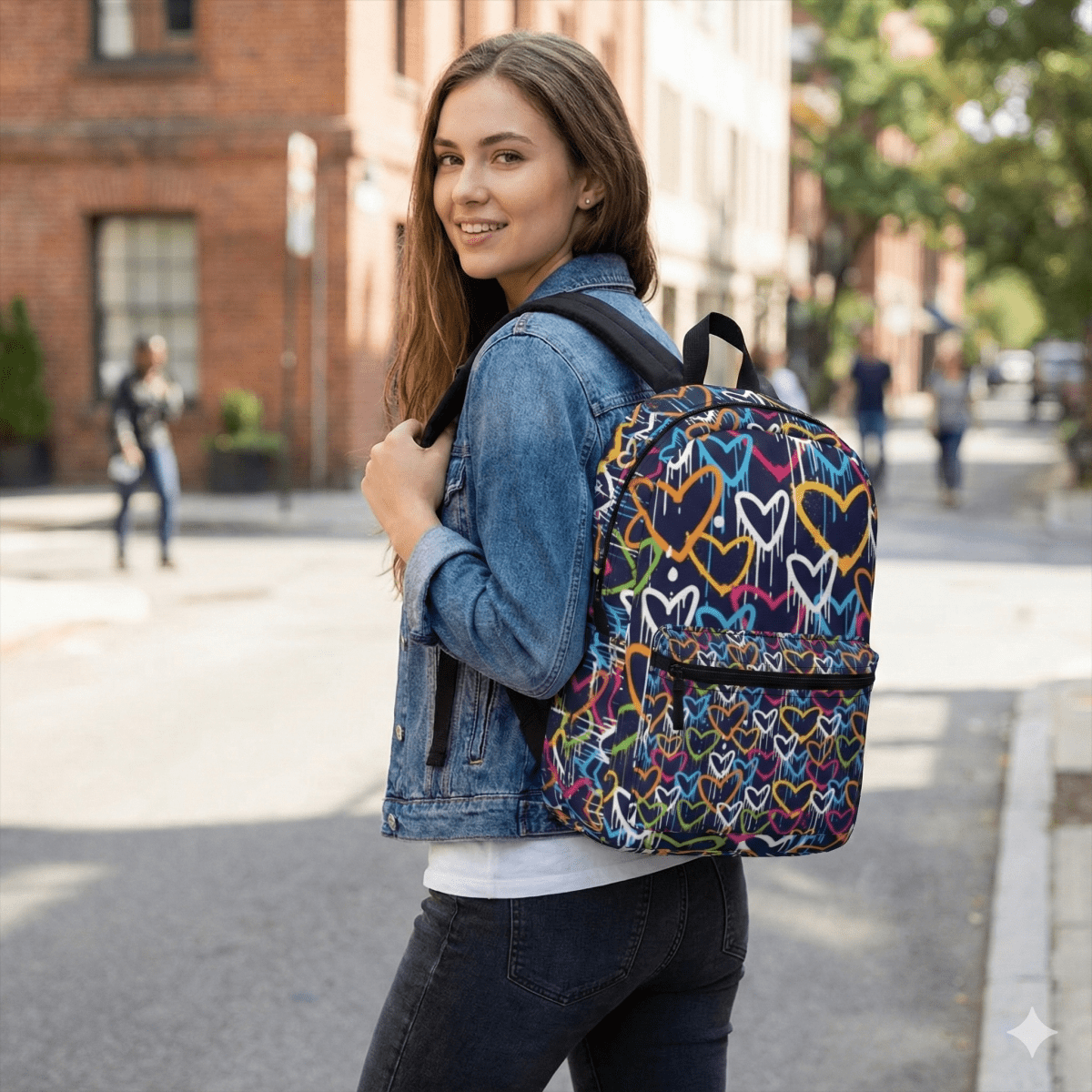 Neon Hearts Backpack — Colorful Graffiti Love Print Backpack 61569968931020348791 Earthbound Pacific
