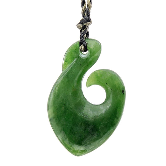 Nephrite Greenstone Jade Maori Fish Hook Necklace for Good Luck and Safe Journeys EQQHFH43 Earthbound Pacific