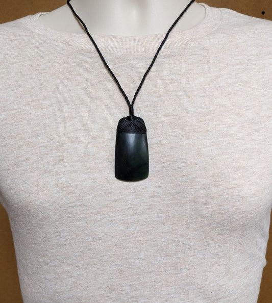 Nephrite Greenstone Jade Maori Inspired Adze Toki Strength Necklace 58mm QZT5831B Earthbound Pacific