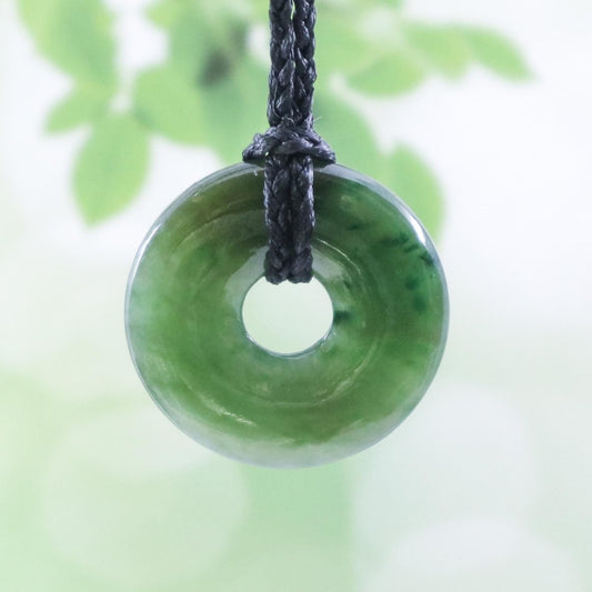 Nephrite Jade Donut Circle Disc Necklace JDP062430 Earthbound Pacific