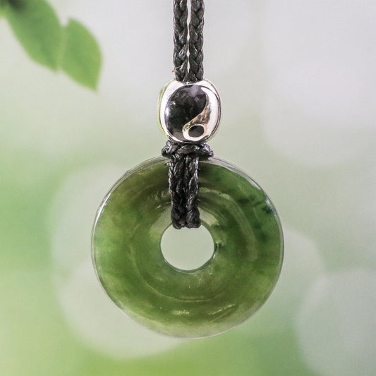Greenstone Jade Donut Disc Necklace JDP062430b Earthbound Pacific