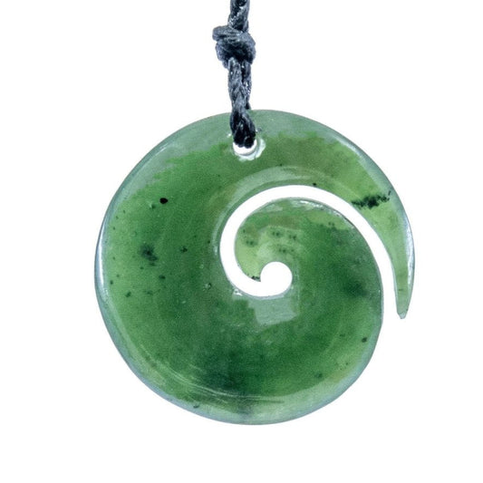 Maori Jade Koru Spiral Necklace QJKO28bc Earthbound Pacific