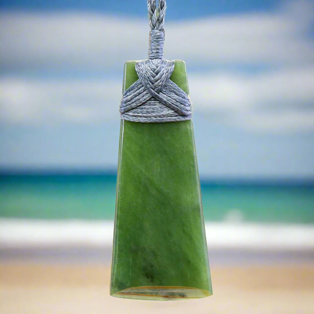 New Zealand Maori Nephrite Jade Toki Adze Strength Necklace VJTMay602 Earthbound Pacific