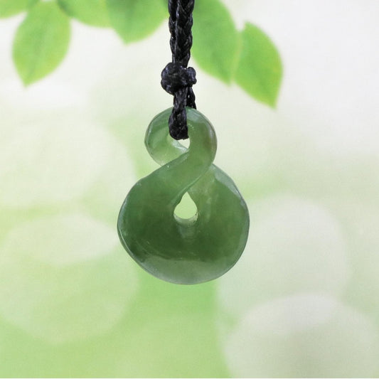 New Zealand Maori Greenstone Jade Infinity Symbol Necklace QFN22BL Earthbound Pacific