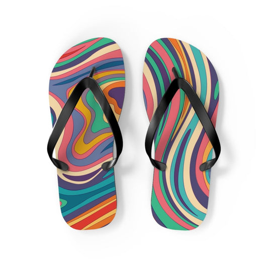 Retro Ripple Design Flip Flops 31378754849148242623 Earthbound Pacific