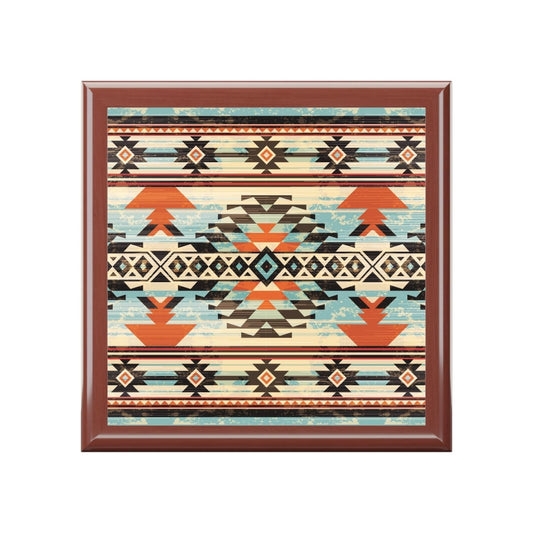 Rustic Jewelry Box with Aztec Tribal Design 21232758783541851662 Earthbound Pacific