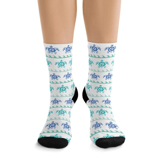 Socks - Honu Waves - Ocean Sea Life Collection Eco - Friendly Recycled Poly 33917023563094553685 Earthbound Pacific