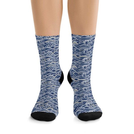 Socks - Kanagawa Flow - Ocean Sea Life Collection Eco - Friendly Recycled Poly 19581910653060727095 Earthbound Pacific
