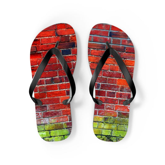 Stylish Red brick wall design Flip Flops 12897277077837595855 Earthbound Pacific