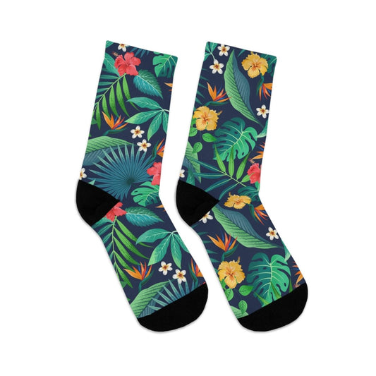 Tropical Flower Crew Socks - Recycled Poly Collection 30655834287158196940 Earthbound Pacific