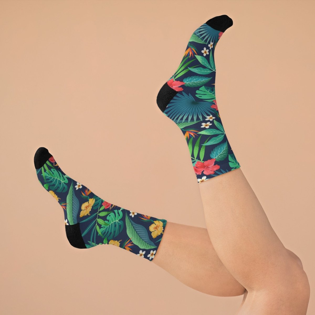 Tropical Flower Crew Socks - Recycled Poly Collection 30655834287158196940 Earthbound Pacific