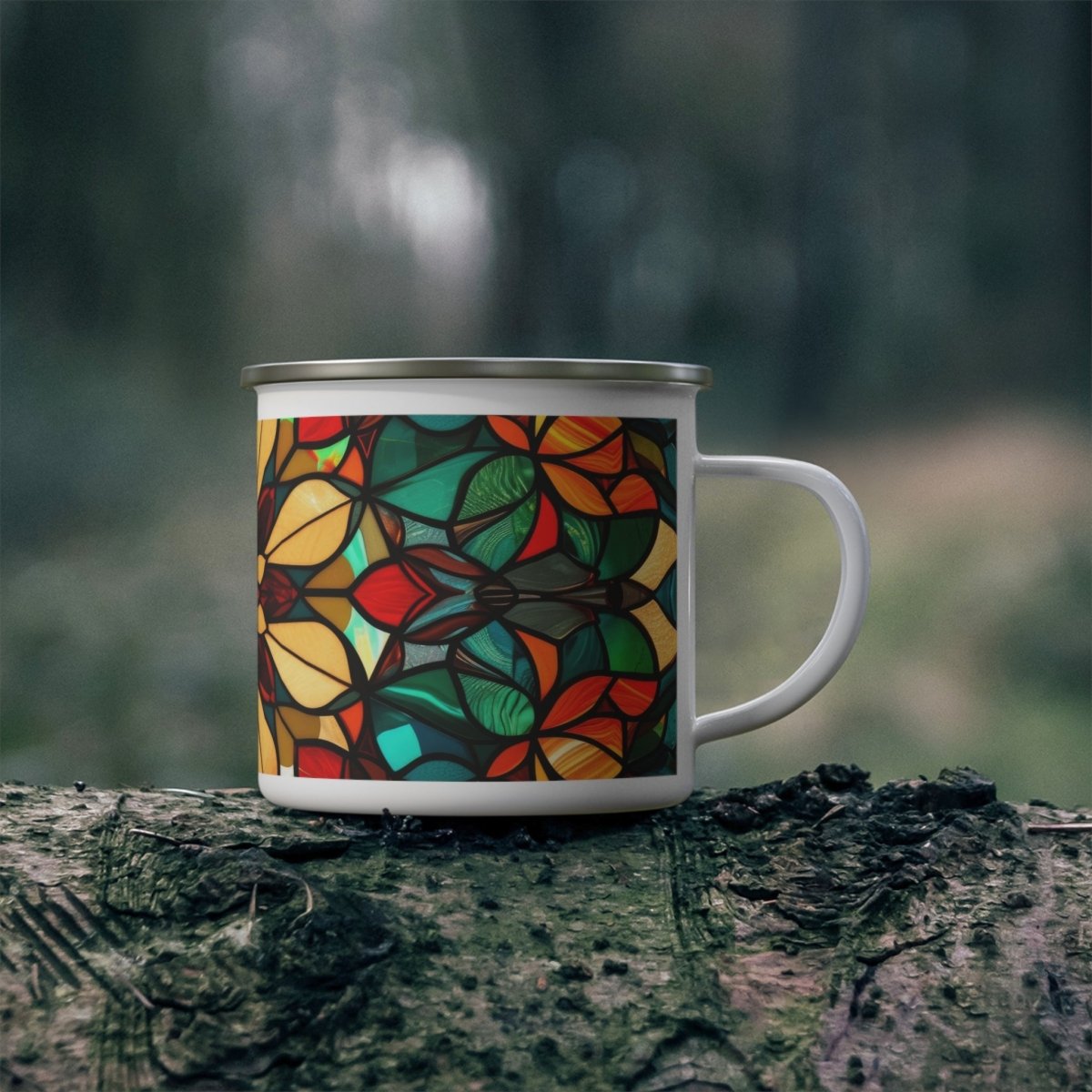Vibrant Stained Glass Enamel Camping Mug - Perfect for Outdoor Adventures & Gatherings 32478189997599568476 Earthbound Pacific