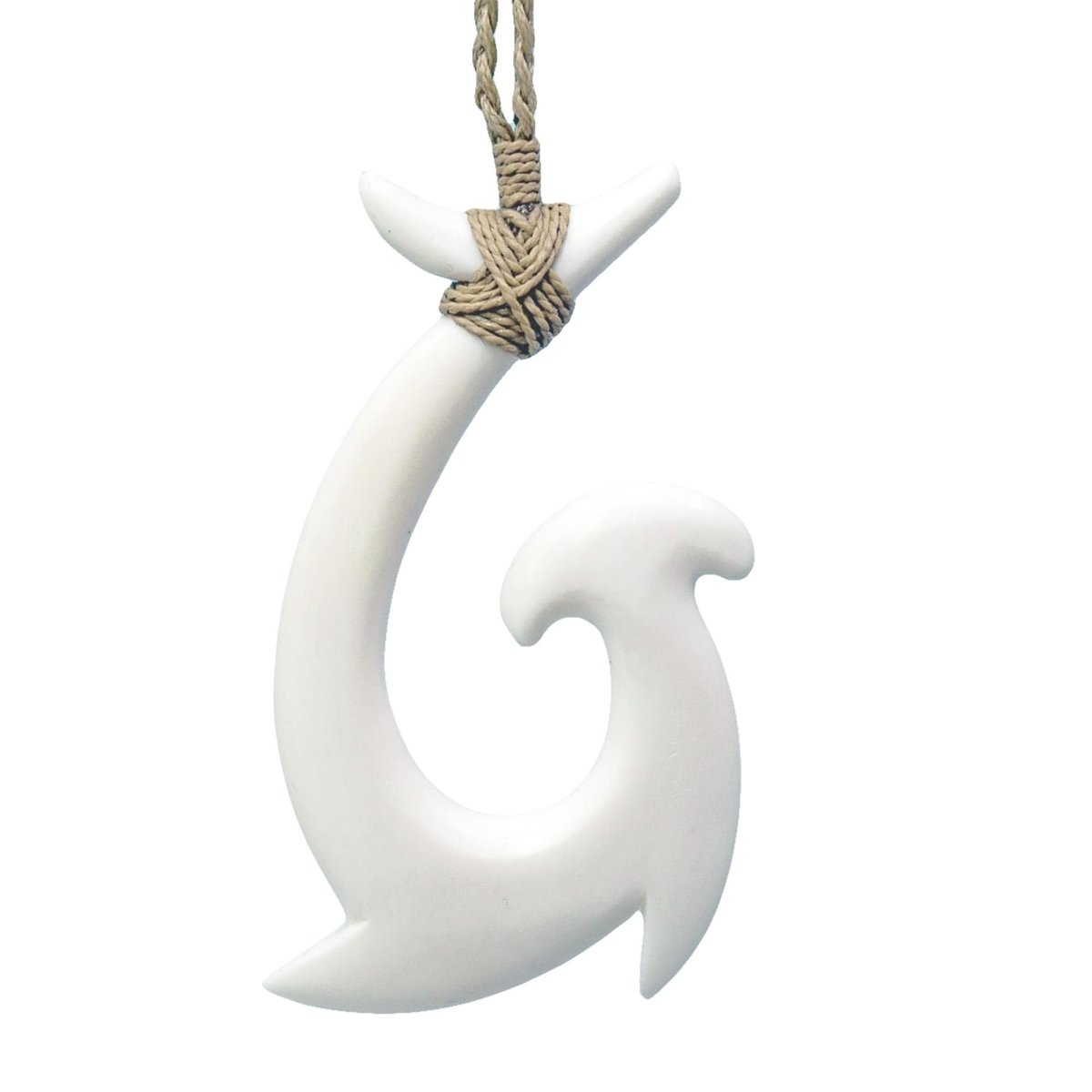 Earthbound Pacific Hand Carved Bone Maori Stylized Fish Hook