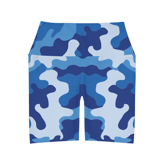 Blue Camo High Waisted Yoga Shorts