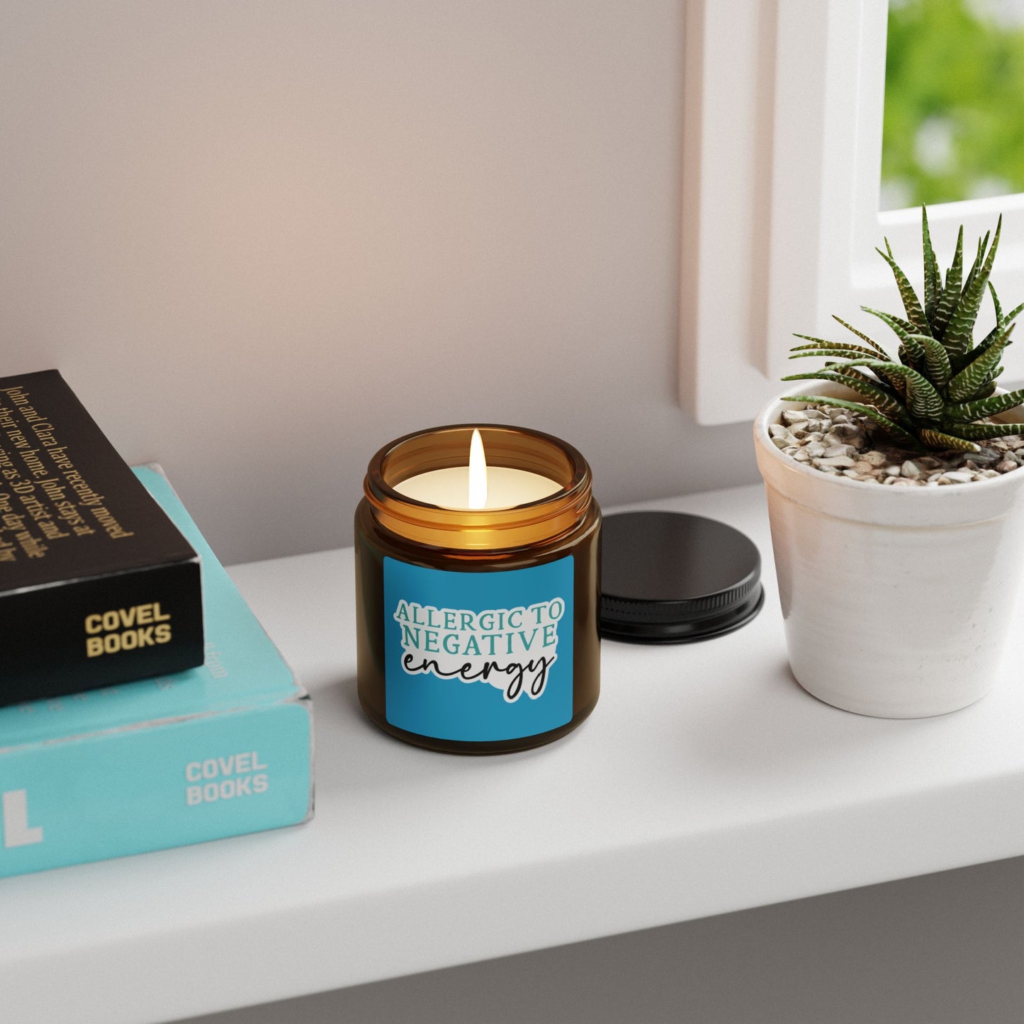 Soy Candle - Allergic to Negative Energy (Amber Jar)