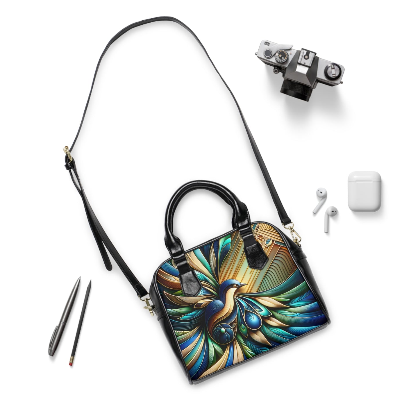 Colorful Art Deco Bird Shoulder Handbag