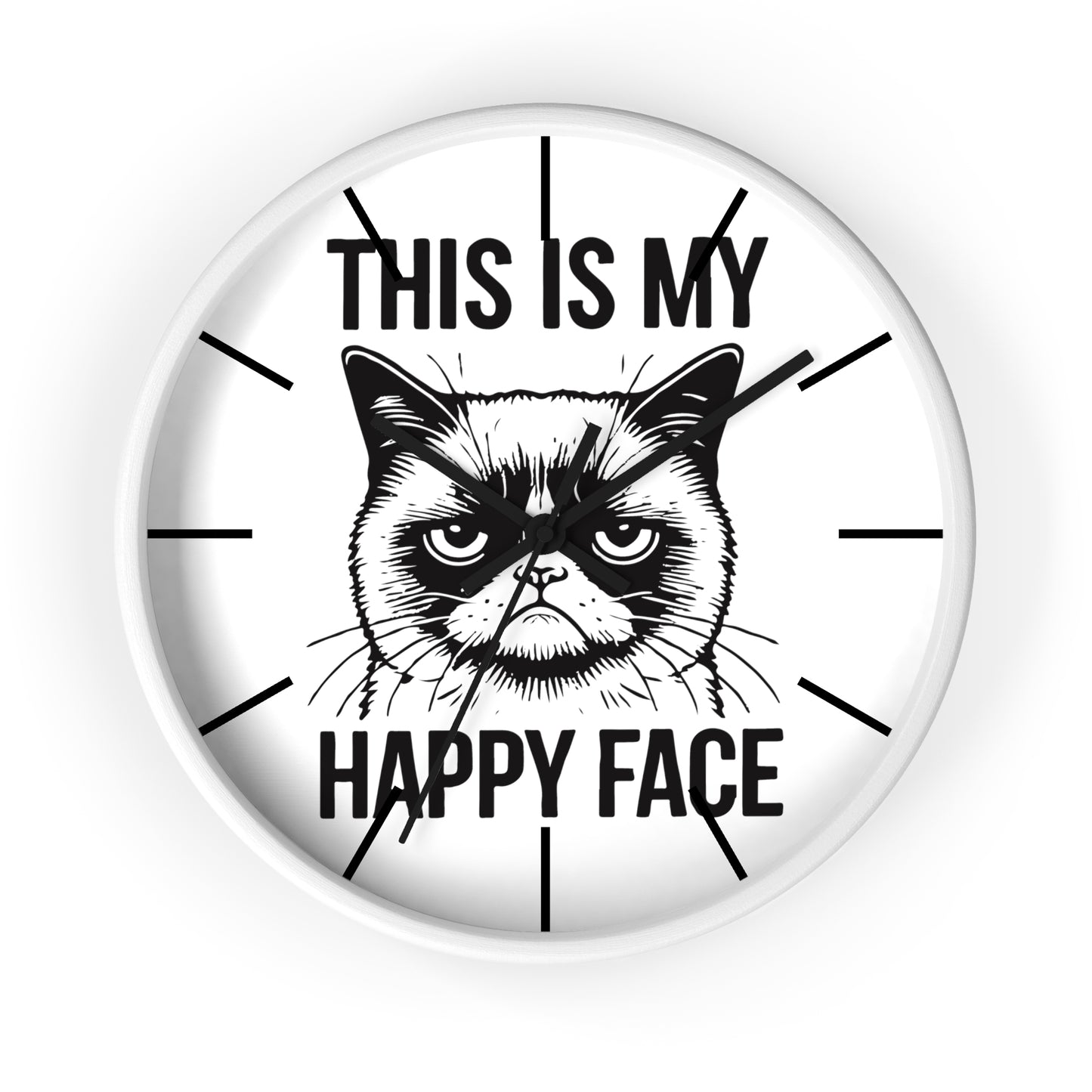 Cat This My Happy Face Wall Clock