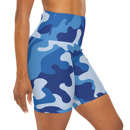 Blue Camo High Waisted Yoga Shorts