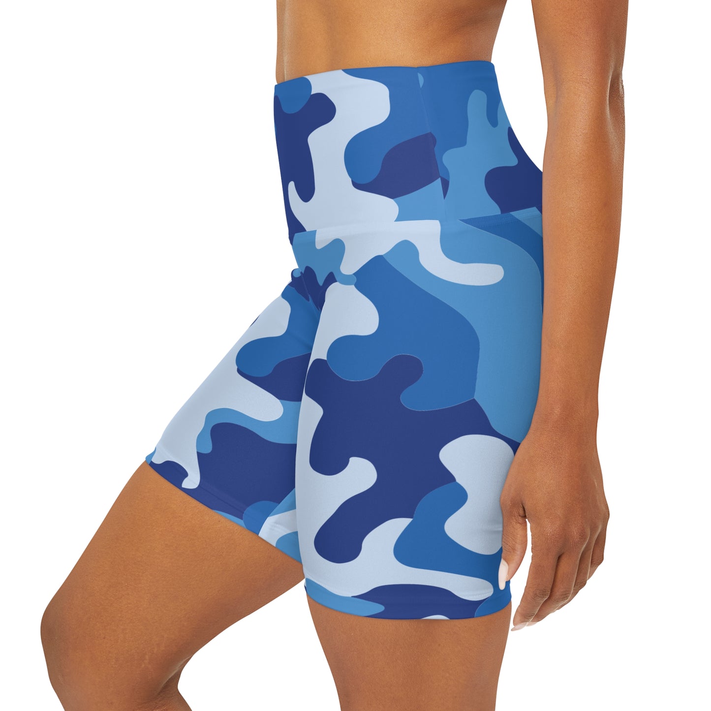 Blue Camo High Waisted Yoga Shorts