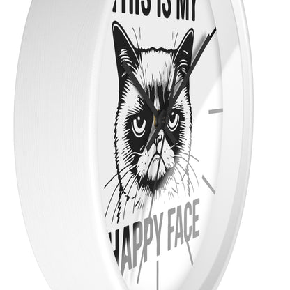 Cat This My Happy Face Wall Clock