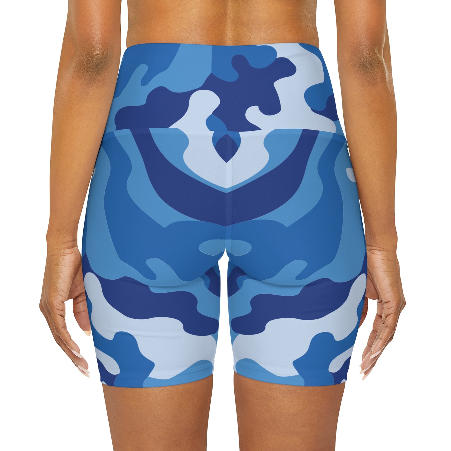 Blue Camo High Waisted Yoga Shorts