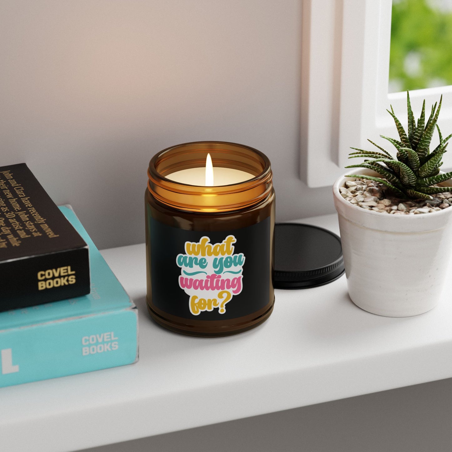 Candle - Inspiration Scented Soy Candle 'What are you waiting for' (Amber Jar)