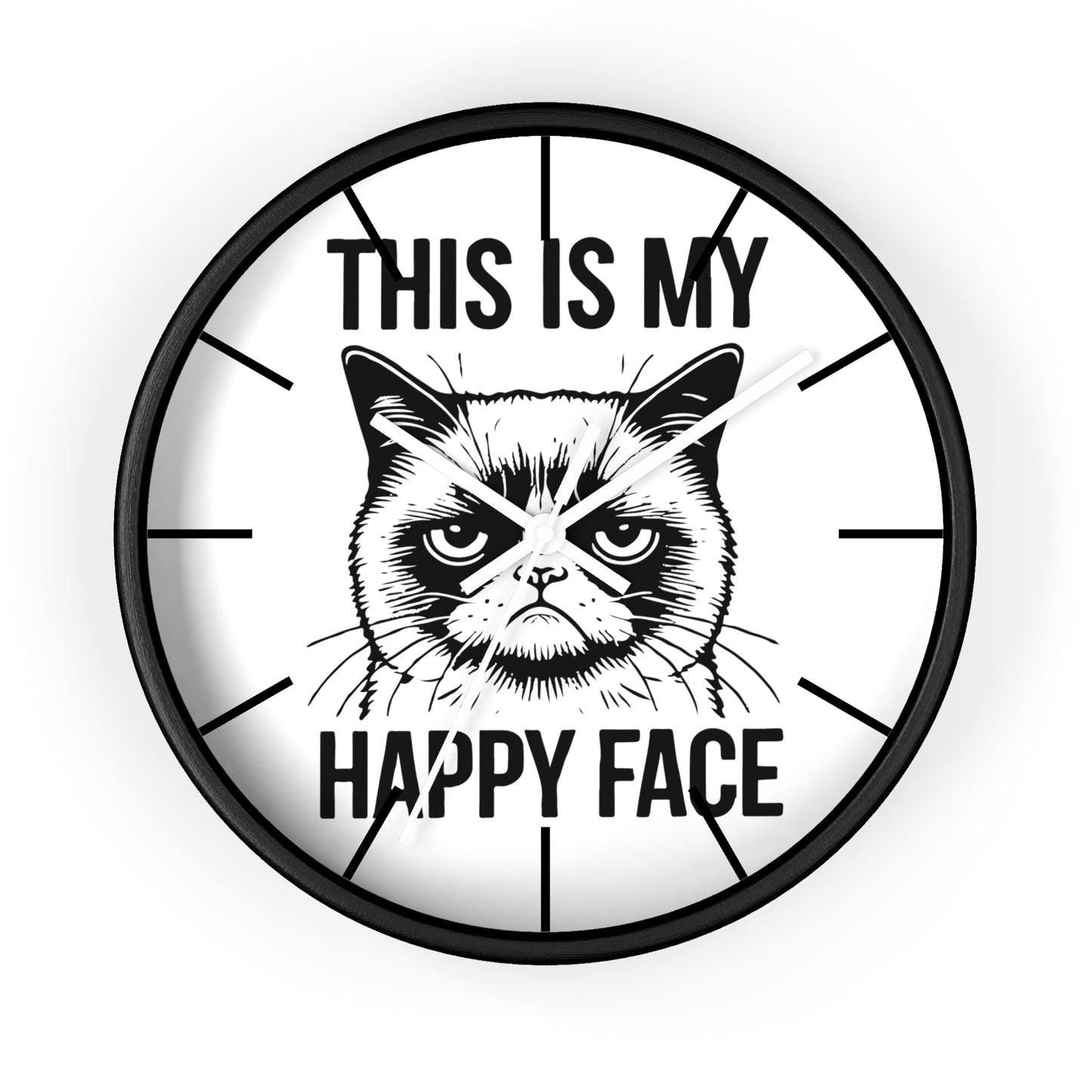 Cat This My Happy Face Wall Clock