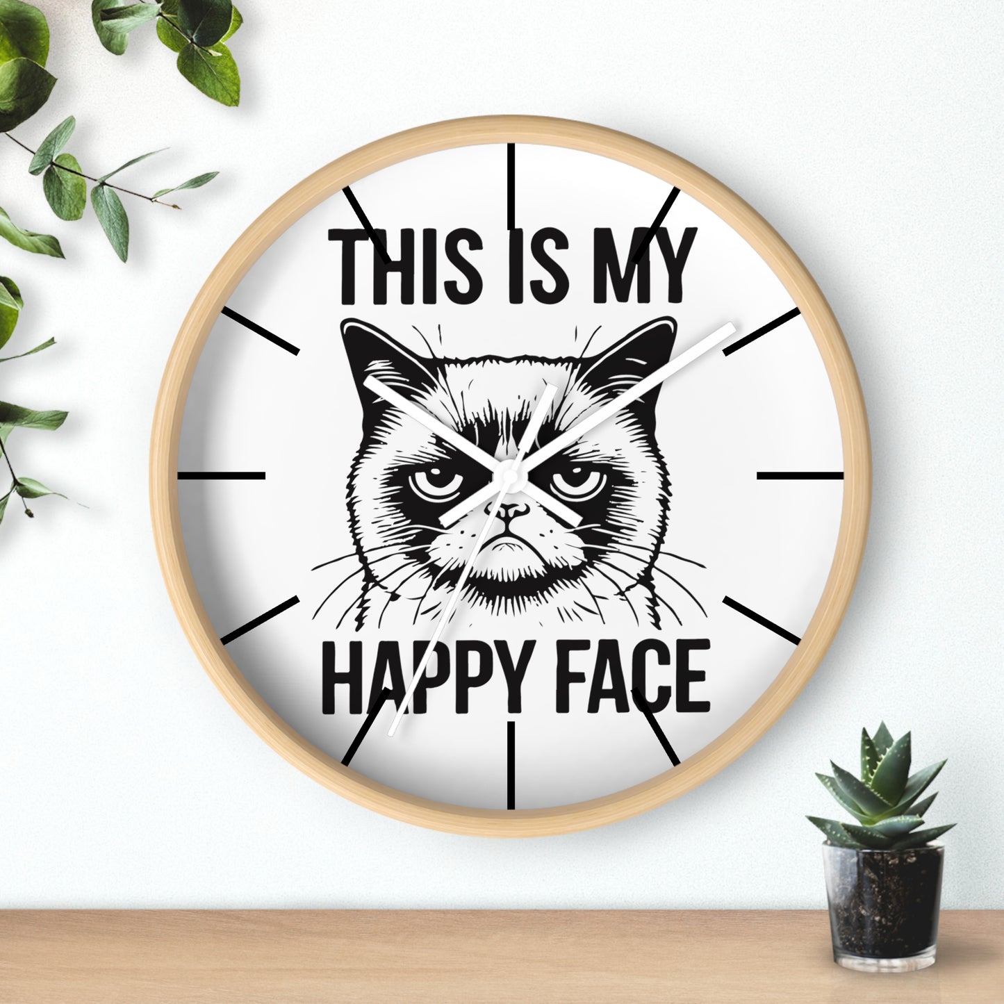 Cat This My Happy Face Wall Clock