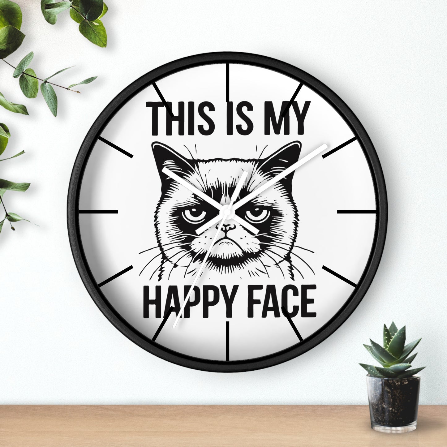 Cat This My Happy Face Wall Clock