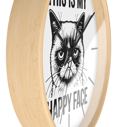 Cat This My Happy Face Wall Clock