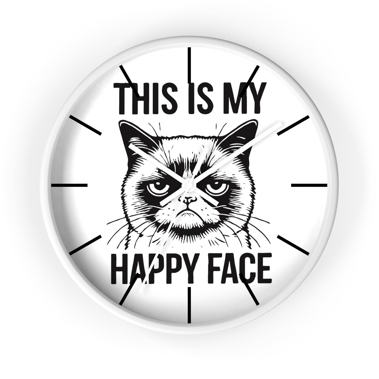 Cat This My Happy Face Wall Clock