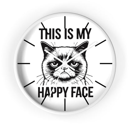 Cat This My Happy Face Wall Clock