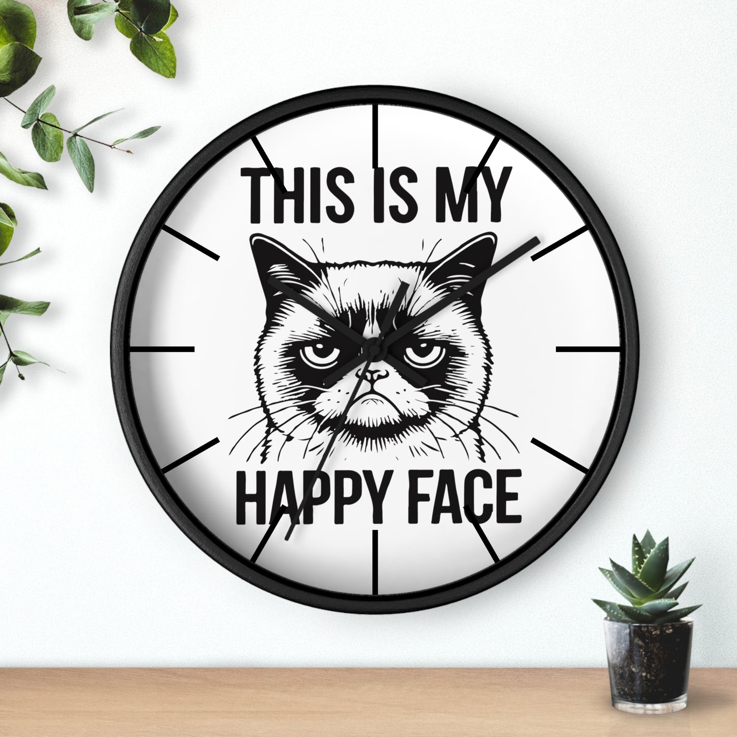 Cat This My Happy Face Wall Clock