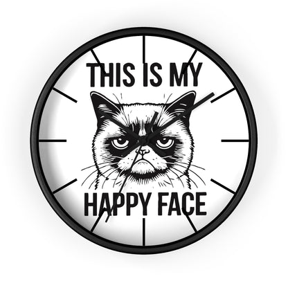 Cat This My Happy Face Wall Clock