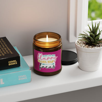 Candle - Inspiration Scented Soy Candle 'When Life gets blurry adjust your focus' (Multi-Size, Amber Jar)